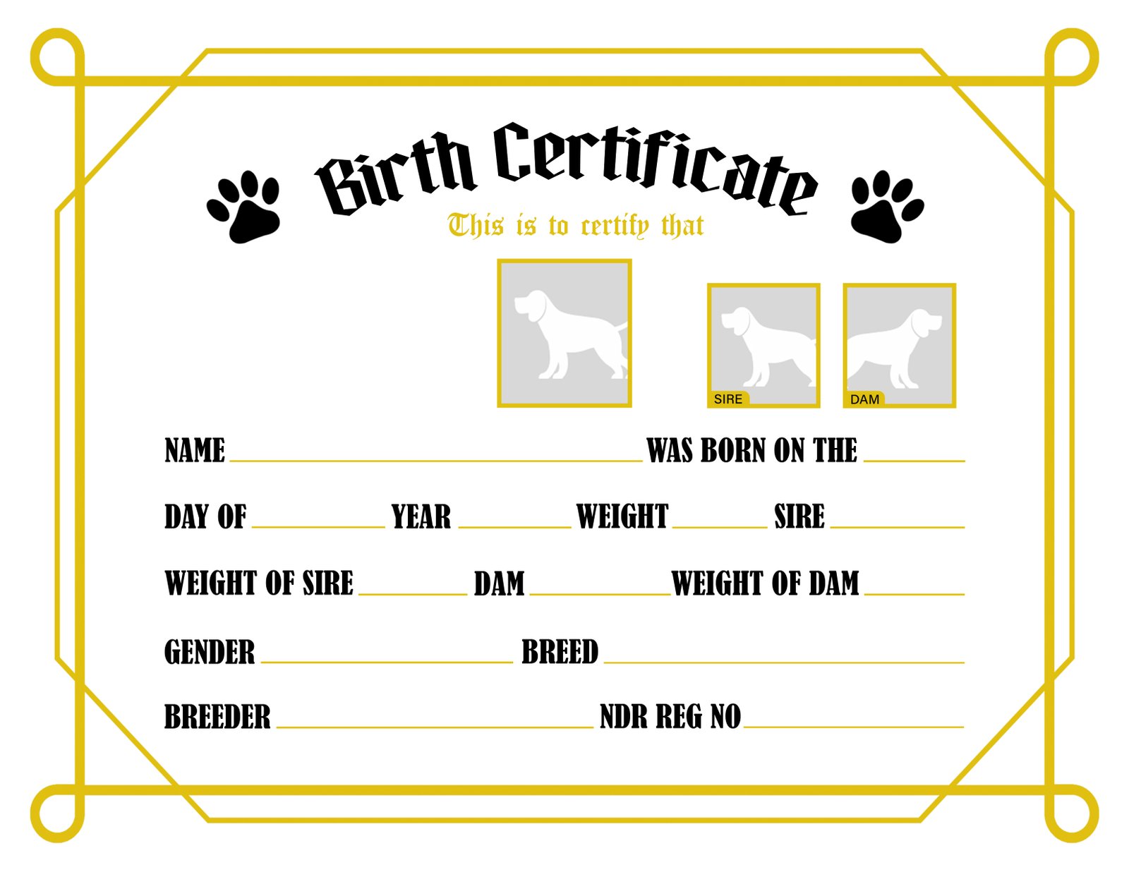 Dog Birth Certificate Registration