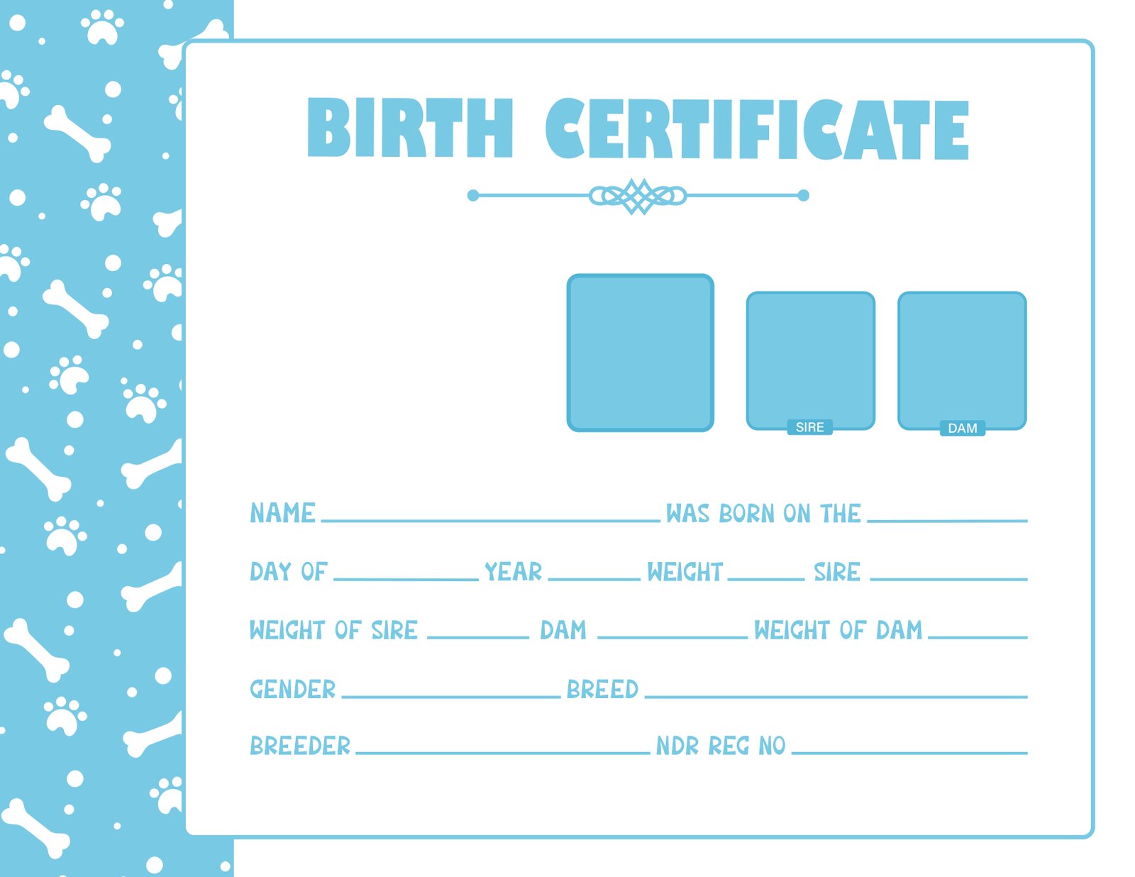 Birth Record for Dogs