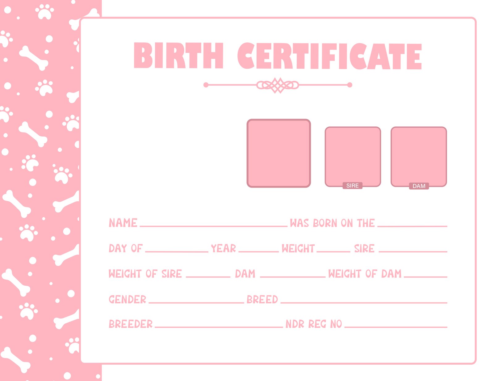 Pet Pedigree Certificate